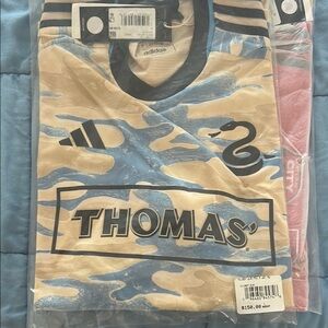 Adidas Blue and Tan Jersey with Bold Design